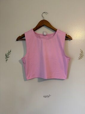 Yogalicious Sleeveless Pink Crop Tank Top